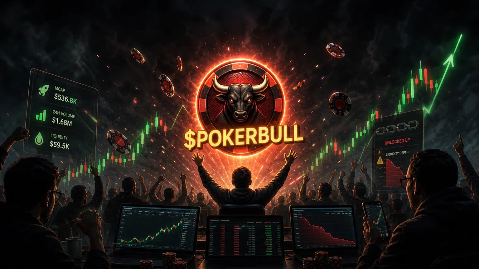 $POKERBULL Ripped 709% in a Day on Solana, but the Exit Door Is Still Smaller Than the Hype