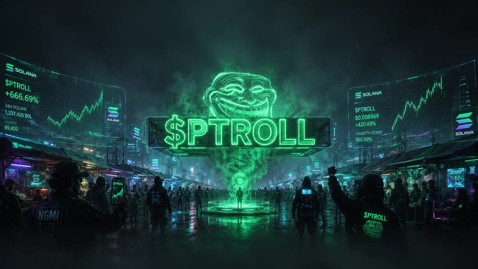 PTROLL Forced $6.69M of Flow Through a 12-Hour Solana Board, and the Top Three Wallets Still Hold Only 2.5%