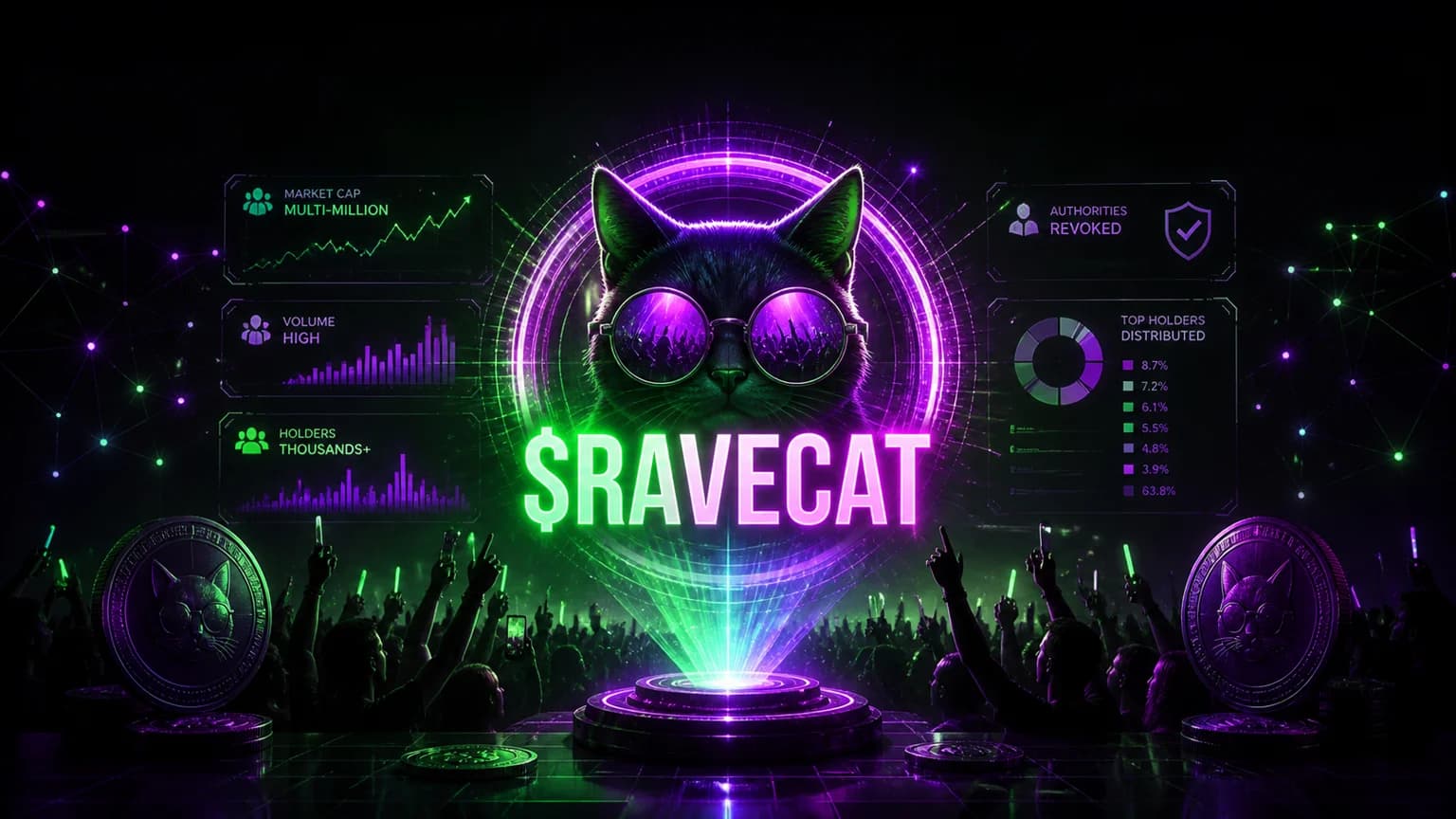 $RAVECAT Keeps the Cat-Meme Bid Alive After Two Days of Heavy Solana Turnover