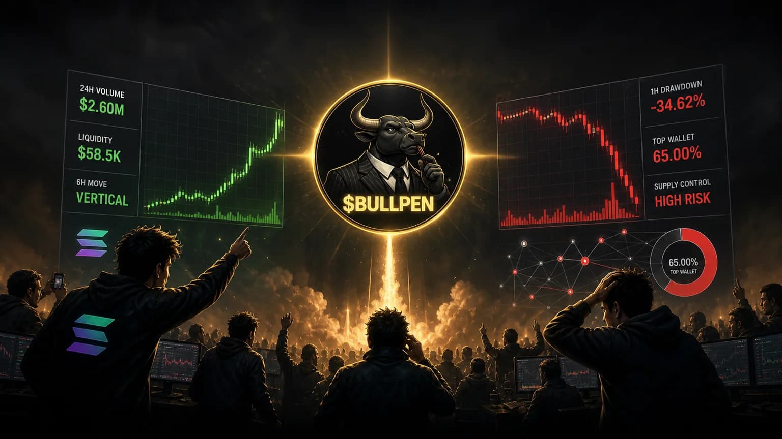 $BULLPEN Printed $2.6M of Solana Volume, but One 65% Wallet Still Owns the Room