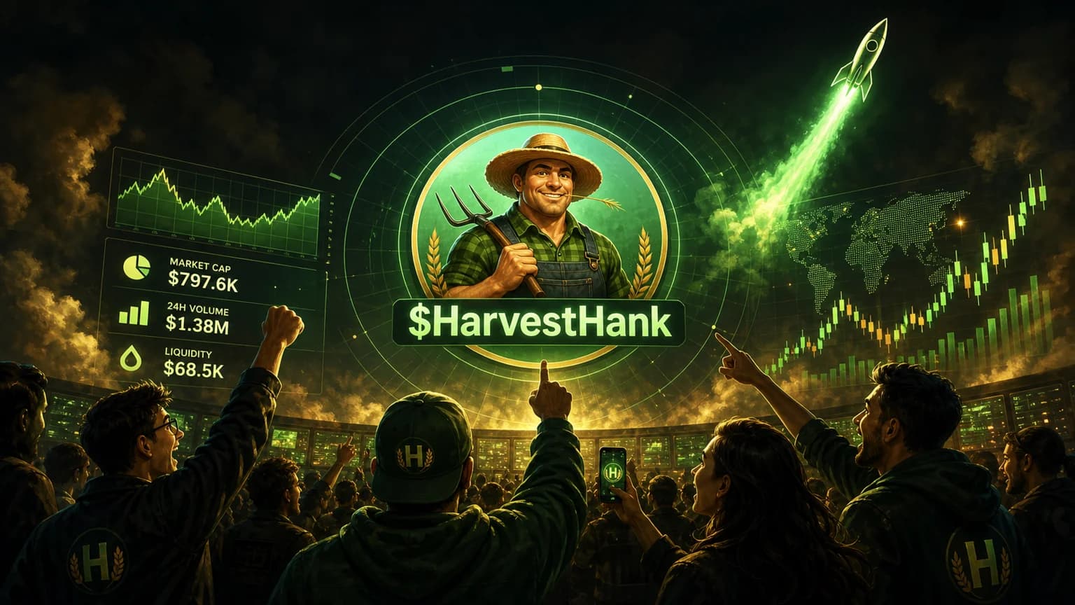 $HarvestHank Is Printing a Real Solana Board, and the Holder Map Is Why the Move Still Matters