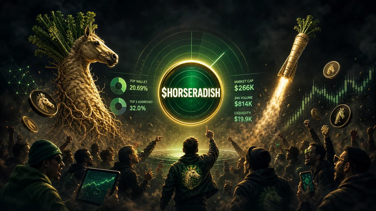 $HORSERADISH Turned a Condiment Meme Into a Solana Sprint, but One Wallet Still Owns Too Much of the Joke