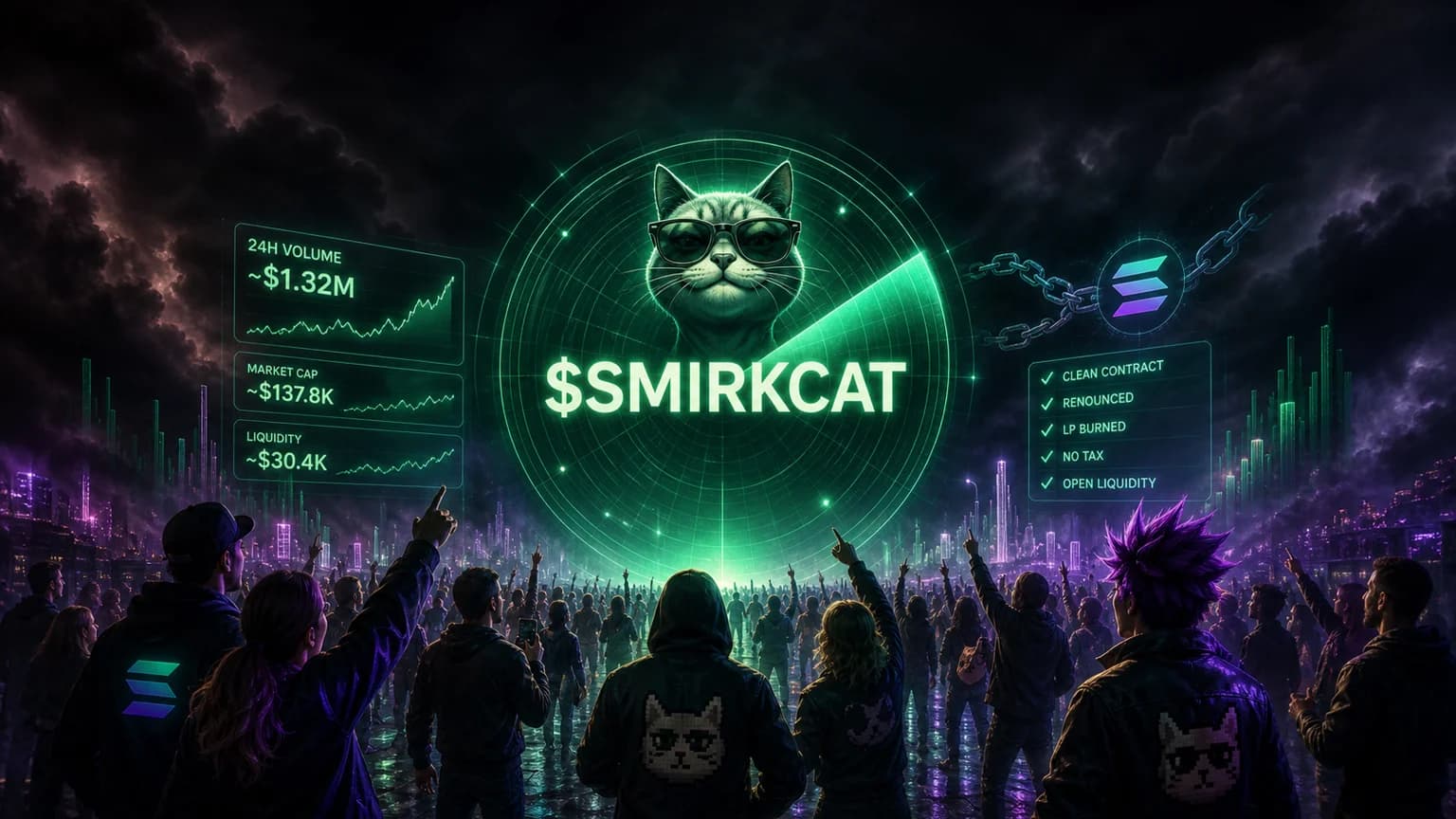 $SMIRKCAT Turned a Simple Cat Face Into a $1.32M Solana Tape, but the Crowd Still Needs to Deepen