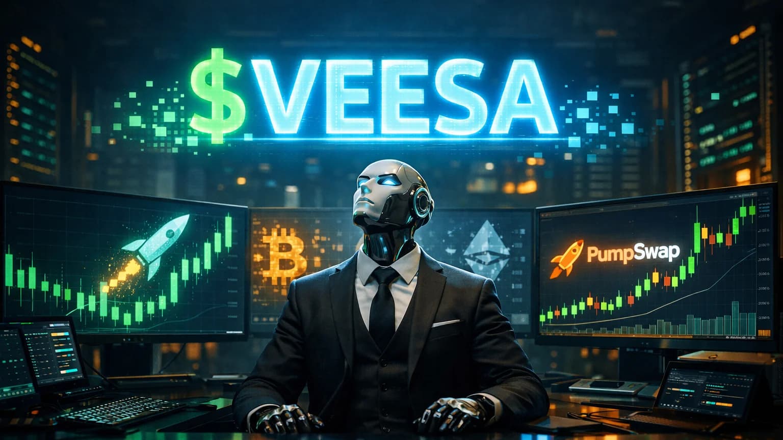 $VEESA Rips 1,543% in 7 Hours — AI Corporate Satire Meets PumpSwap Mania