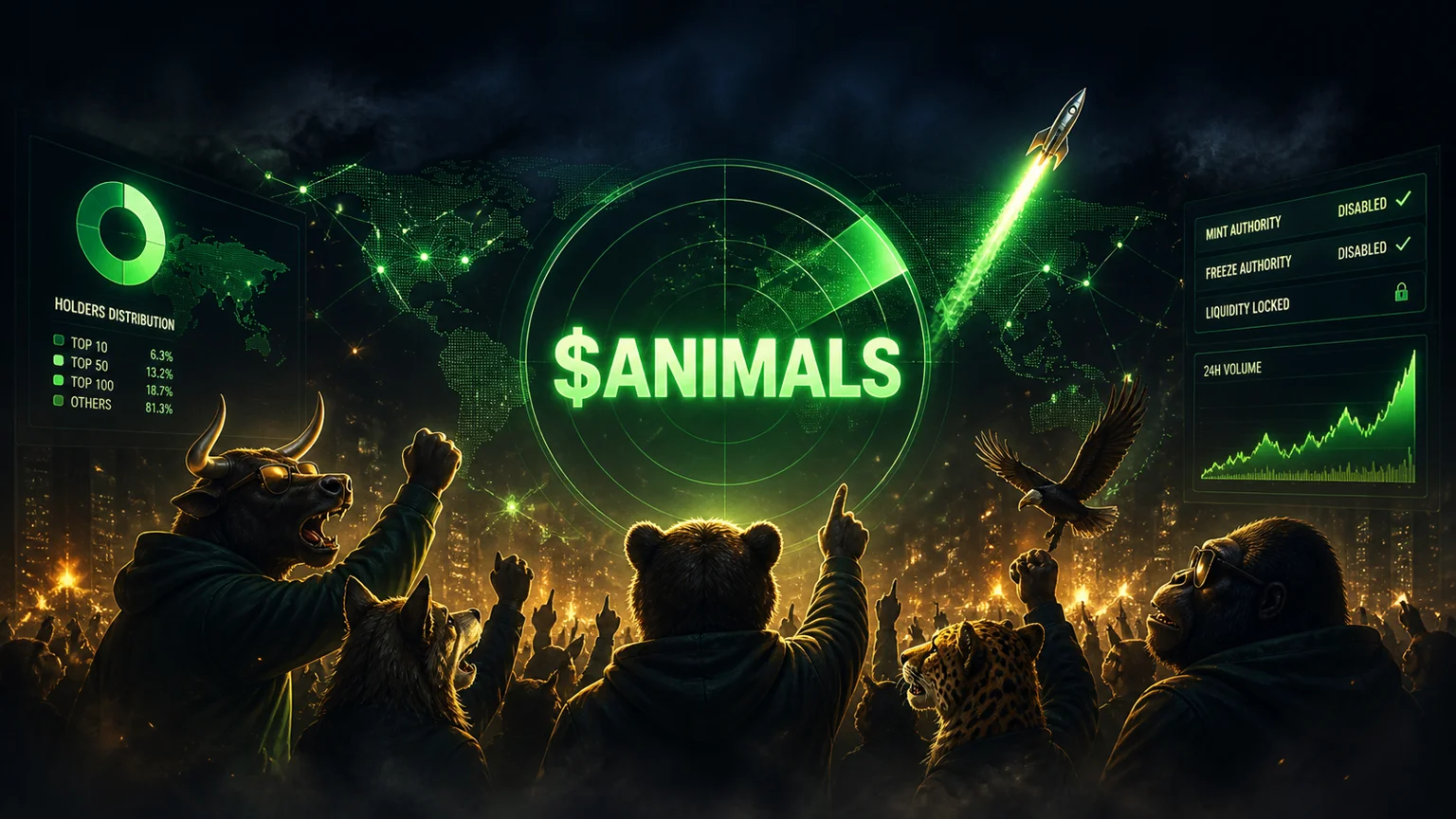 $ANIMALS Turns a Tiny Solana Launch Into a $562K Volume Stampede