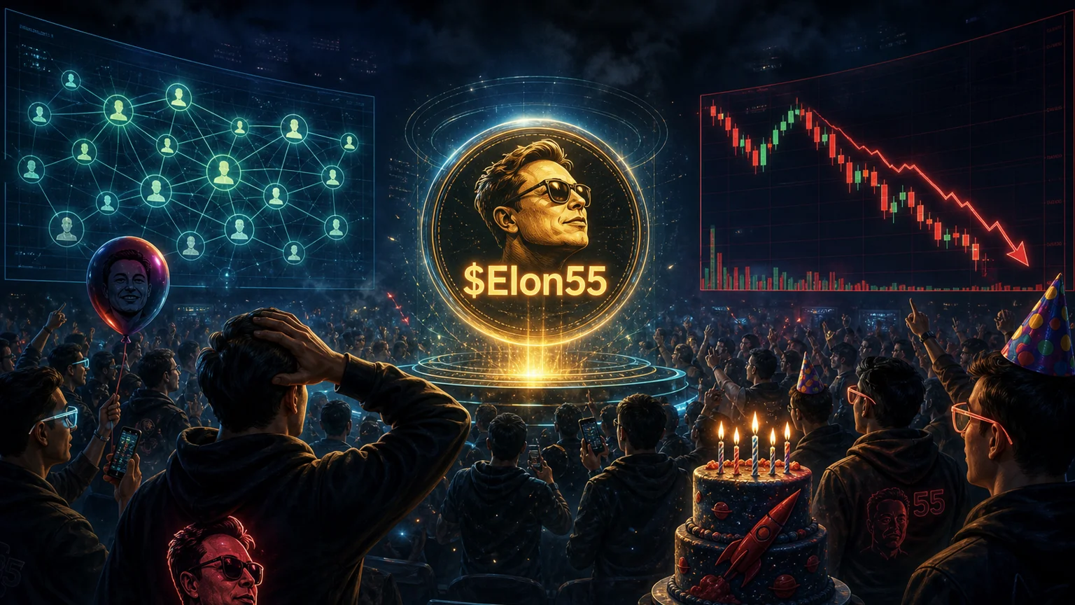 $Elon55 Turned Elon Birthday Theater Into a $1.4M Solana Sprint, but the Candle Is Already Picking a Fight With Exhaustion