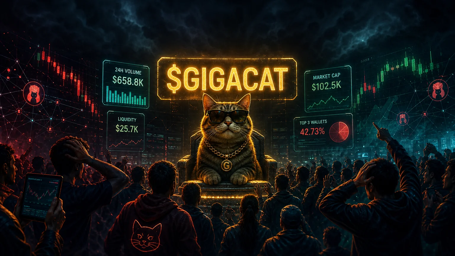 $GIGACAT Survived Into Day Two on Solana, but the Holder Ceiling Is Now the Real Trade