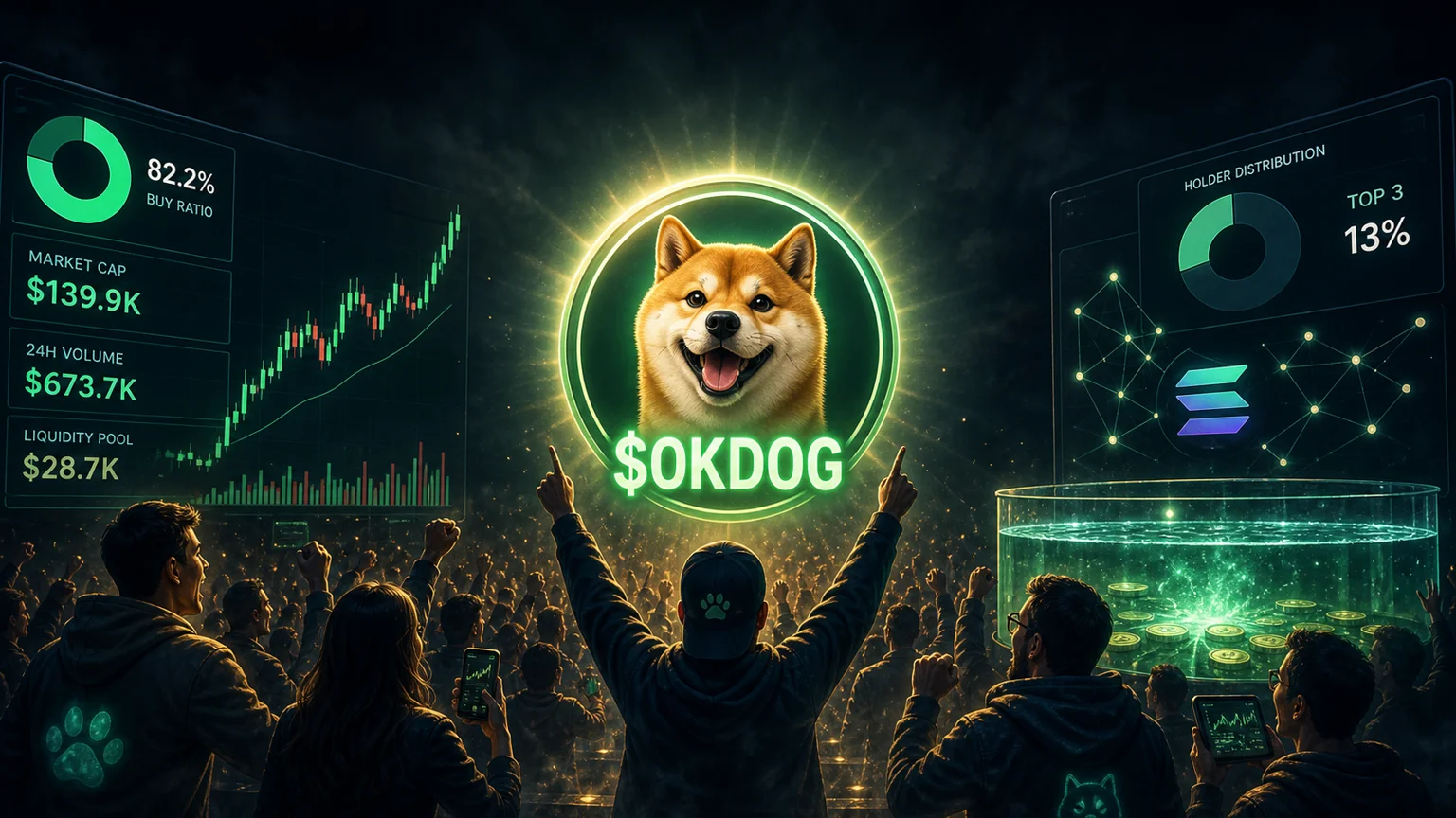 $okdog Printed $673K of Solana Turnover in Three Hours, and the Holder Map Still Looks Cleaner Than the Meme Deserves