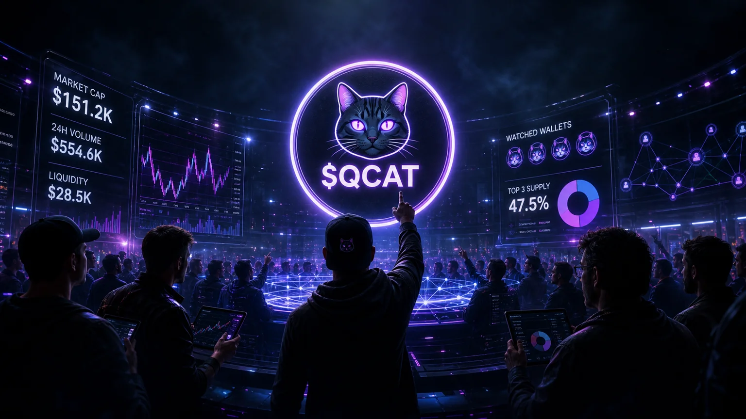 $QCAT Drew Four Watched Wallets, but the Solana Board Still Ran Into a Liquidity Trap