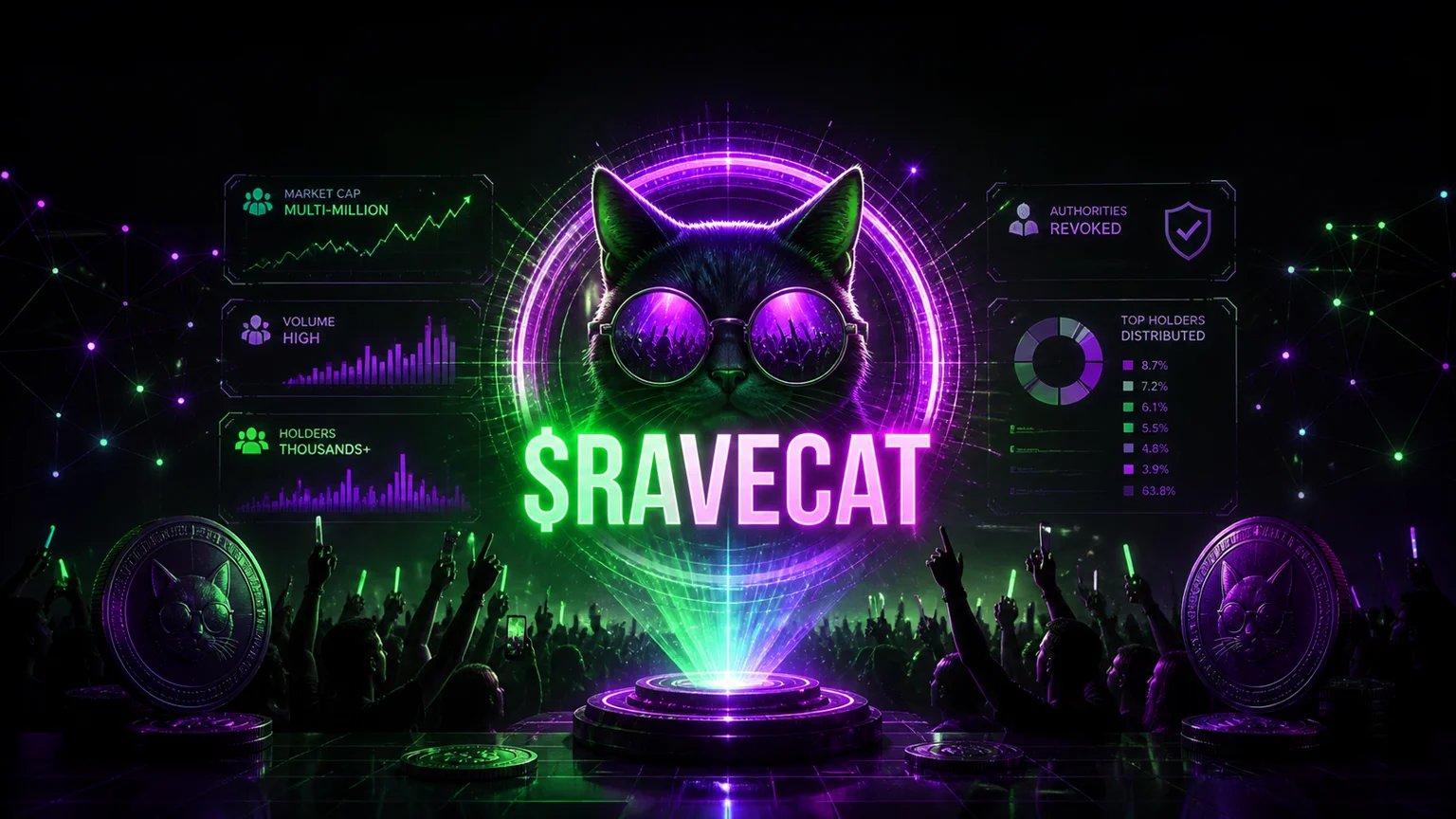 $RAVECAT Keeps the Cat-Meme Bid Alive After Two Days of Heavy Solana Turnover