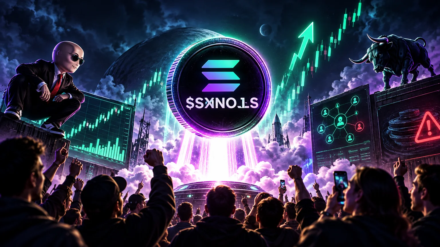 $SꓘNO⊥S Flips the Stonks Meme Upside Down While Solana Buyers Chase a Violent First-Day Reprice