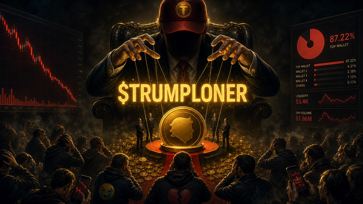 $TrumpLoner Crashed 98% in 24 Hours, and the Holder Map Says the Solana Bounce Still Looks Like a Trap
