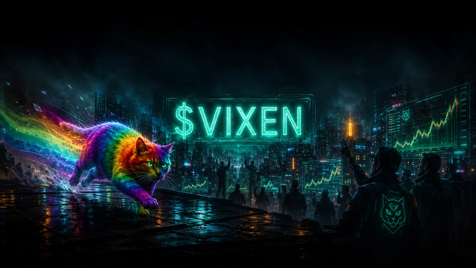 VIXEN Rode a Viral Rainbow Cat Into $1.18M of Volume — but the First 39% Hourly Flush Already Hit
